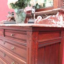 Load image into Gallery viewer, Antique French Oak Marble Top Dressing Table Chest with Mirror. B12916
