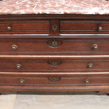 Load image into Gallery viewer, Antique French Oak Marble Top Dressing Table Chest with Mirror. B12916
