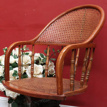 Load image into Gallery viewer, Antique English Oak Bentwood Office Chair Cane Seat Swivel Tilt Adjustable. B12948
