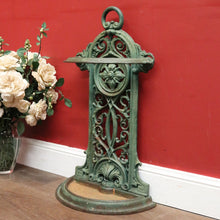 Load image into Gallery viewer, x SOLD Antique English Cast Iron Umbrella Stand with Handle &amp; Scrollwork Fretwork. B12527
