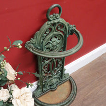 Load image into Gallery viewer, x SOLD Antique English Cast Iron Umbrella Stand with Handle &amp; Scrollwork Fretwork. B12527
