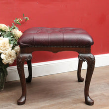 Load image into Gallery viewer, Antique English Mahogany Bedroom Stool c1940 Burgundy Leather Seat. B12920
