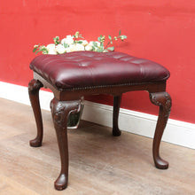 Load image into Gallery viewer, Antique English Mahogany Bedroom Stool c1940 Burgundy Leather Seat. B12920
