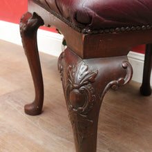 Load image into Gallery viewer, Antique English Mahogany Bedroom Stool c1940 Burgundy Leather Seat. B12920
