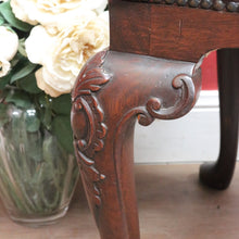 Load image into Gallery viewer, Antique English Mahogany Bedroom Stool c1940 Burgundy Leather Seat. B12920
