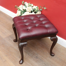 Load image into Gallery viewer, Antique English Mahogany Bedroom Stool c1940 Burgundy Leather Seat. B12920
