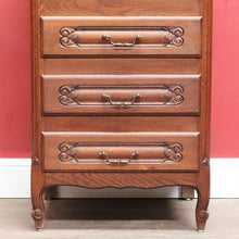 Load image into Gallery viewer, x SOLD Vintage French Oak Lingerie Chest Tall Four Drawer Cabinet. B12825
