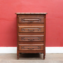 Load image into Gallery viewer, x SOLD Vintage French Oak Lingerie Chest Tall Four Drawer Cabinet. B12825
