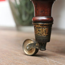 Load image into Gallery viewer, Antique English Mahogany Music Canterbury – X-Frame Dividers, Drawer &amp; Brass Castors. B12539
