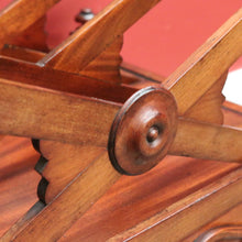 Load image into Gallery viewer, Antique English Mahogany Music Canterbury – X-Frame Dividers, Drawer &amp; Brass Castors. B12539
