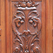 Load image into Gallery viewer, Antique French Walnut Three Door Sideboard Carved Detail Brass Escutcheons. B12926
