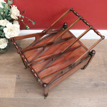 Load image into Gallery viewer, Antique English Mahogany Music Canterbury – X-Frame Dividers, Drawer &amp; Brass Castors. B12539
