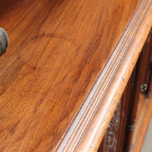 Load image into Gallery viewer, Antique French Walnut Three Door Sideboard Carved Detail Brass Escutcheons. B12926
