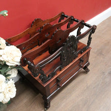 Load image into Gallery viewer, Antique English Rosewood Music Canterbury – Carved Detail, Drawers &amp; Castors. B12533
