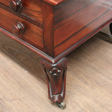 Load image into Gallery viewer, Antique English Rosewood Music Canterbury – Carved Detail, Drawers &amp; Castors. B12533
