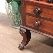 Load image into Gallery viewer, Antique English Rosewood Music Canterbury – Carved Detail, Drawers &amp; Castors. B12533
