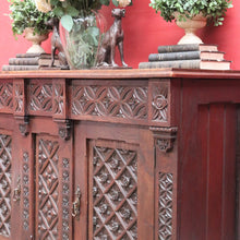 Load image into Gallery viewer, Antique French Oak Gothic Revival Sideboard c1850s Carved Panels. B12779
