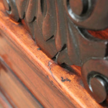 Load image into Gallery viewer, Antique English Rosewood Music Canterbury – Carved Detail, Drawers &amp; Castors. B12533
