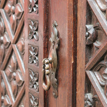 Load image into Gallery viewer, Antique French Oak Gothic Revival Sideboard c1850s Carved Panels. B12779
