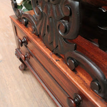 Load image into Gallery viewer, Antique English Rosewood Music Canterbury – Carved Detail, Drawers &amp; Castors. B12533
