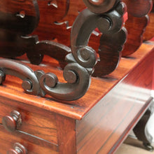 Load image into Gallery viewer, Antique English Rosewood Music Canterbury – Carved Detail, Drawers &amp; Castors. B12533

