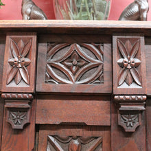 Load image into Gallery viewer, Antique French Oak Gothic Revival Sideboard c1850s Carved Panels. B12779
