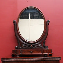 Load image into Gallery viewer, Antique English Mahogany Toilet Mirror – Flame Mahogany, Drawer, Oval Glass. B12537
