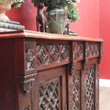 Load image into Gallery viewer, Antique French Oak Gothic Revival Sideboard c1850s Carved Panels. B12779
