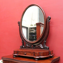 Load image into Gallery viewer, Antique English Mahogany Toilet Mirror – Flame Mahogany, Drawer, Oval Glass. B12537
