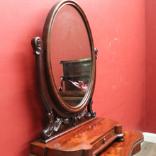 Load image into Gallery viewer, Antique English Mahogany Toilet Mirror – Flame Mahogany, Drawer, Oval Glass. B12537
