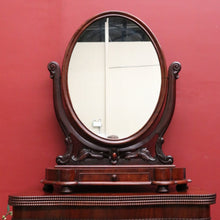 Load image into Gallery viewer, Antique English Mahogany Toilet Mirror – Flame Mahogany, Drawer, Oval Glass. B12537
