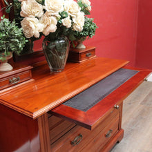 Load image into Gallery viewer, Antique English Dressing Table Desk Mirror Drawers Leather Writing Slope. B12949
