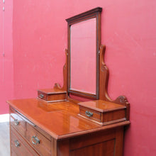 Load image into Gallery viewer, Antique English Dressing Table Desk Mirror Drawers Leather Writing Slope. B12949

