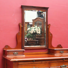 Load image into Gallery viewer, Antique English Dressing Table Desk Mirror Drawers Leather Writing Slope. B12949
