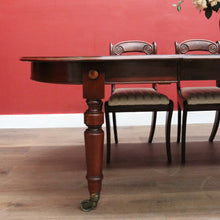 Load image into Gallery viewer, Australian Cedar Dining Table – 2 Extension Leaves, Turned Legs, Brass Castors. B12538
