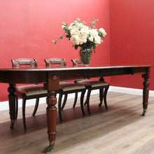 Load image into Gallery viewer, Australian Cedar Dining Table – 2 Extension Leaves, Turned Legs, Brass Castors. B12538

