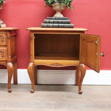 Load image into Gallery viewer, x SOLD Pair Vintage French Bedside Tables Cupboard and Drawer Set. B12758
