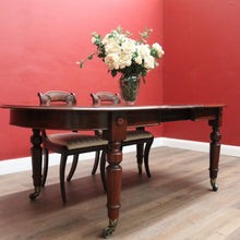 Load image into Gallery viewer, Australian Cedar Dining Table – 2 Extension Leaves, Turned Legs, Brass Castors. B12538
