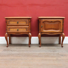 Load image into Gallery viewer, x SOLD Pair Vintage French Bedside Tables Cupboard and Drawer Set. B12758
