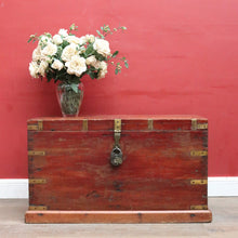 Load image into Gallery viewer, x SOLD Antique Teak Trunk Chest Candle Box VR Padlock Storage Chest. B12950
