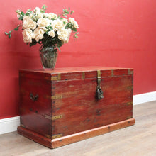 Load image into Gallery viewer, x SOLD Antique Teak Trunk Chest Candle Box VR Padlock Storage Chest. B12950
