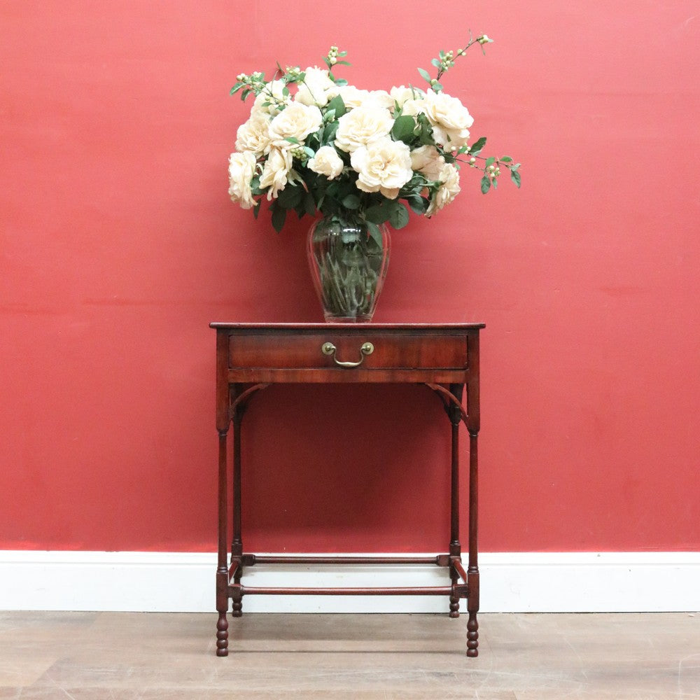 Antique Georgian Mahogany Hall Table – Single Drawer, Oak Lined, c.1830