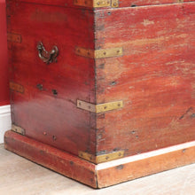Load image into Gallery viewer, x SOLD Antique Teak Trunk Chest Candle Box VR Padlock Storage Chest. B12950

