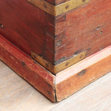 Load image into Gallery viewer, x SOLD Antique Teak Trunk Chest Candle Box VR Padlock Storage Chest. B12950
