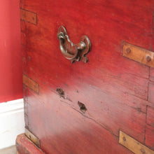 Load image into Gallery viewer, x SOLD Antique Teak Trunk Chest Candle Box VR Padlock Storage Chest. B12950
