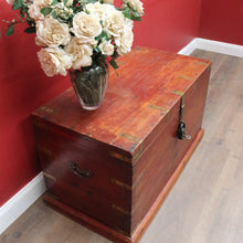 Load image into Gallery viewer, x SOLD Antique Teak Trunk Chest Candle Box VR Padlock Storage Chest. B12950

