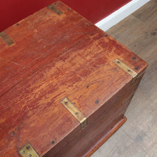 Load image into Gallery viewer, x SOLD Antique Teak Trunk Chest Candle Box VR Padlock Storage Chest. B12950
