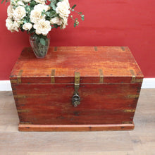 Load image into Gallery viewer, x SOLD Antique Teak Trunk Chest Candle Box VR Padlock Storage Chest. B12950
