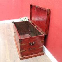 Load image into Gallery viewer, x SOLD Antique Teak Trunk Chest Candle Box VR Padlock Storage Chest. B12950
