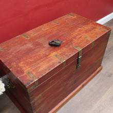 Load image into Gallery viewer, x SOLD Antique Teak Trunk Chest Candle Box VR Padlock Storage Chest. B12950
